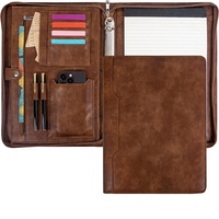 Calfinder - Carpeta de piel con 3 anillas y cremallera para documentos, tabletas, entrevistas/oficina, para hombres y mujeres, CN