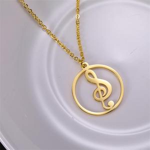 18K Plaqué Or G Clef Collier Musique Pendentif Collier En Acier Inoxydable Symbole Musical Pendentif Collier Femmes Cadeau - Product Image 1