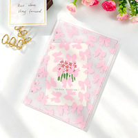 NOUVEAU Couverture de classeur en acrylique givré rose A5/A6, couverture de carnet en plastique transparent à 6 trous, séparateur cannelé transparent pour tableau de bord