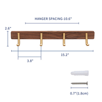 Daili Crochet mural en bois de noyer pour porte-manteau Crochets de douche pour salle de bain en alliage de zinc Cintre mural pour manteau pantalon pour vêtements