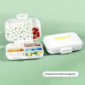 علبة أدوية محمولة مستطيلة الشكل من البولي بروبيلين مع أقسام مستقلة، حافظة حبوب متعددة الوظائف مقاومة للغبار للاستخدام أثناء التنقل - Product Image 5