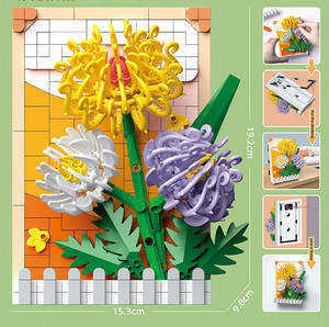 Nuevo diseño, juegos de bloques de construcción 3D, marco de fotos DIY para flores, orquídea de crisantemo, decoración del hogar con flores pintadas - Product Image 2