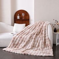 Couverture en fausse fourrure de lapin de luxe, super douce, en minky, tie-dye, personnalisée, vente en gros, pour lit d'hiver