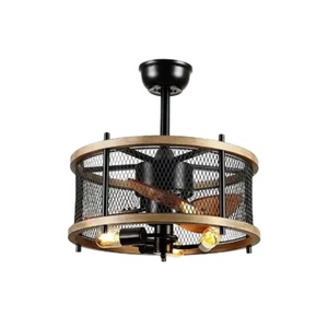 Simple-design <b>ceiling</b> fan with concealed MDF blades: 42-inch cage-style <b>ceiling</b> fan with <b>light</b> - Product Image 1