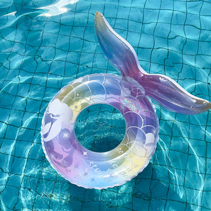 Círculo de natación de sirena grueso transfronterizo Ins, anillo de natación inflable de cola de pez para axilas de PVC grande para piscina - Product Image 1