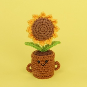 Cross-border China New Hand-Crocheted Positive Energy Sunflower Woven Ornaments <b>Polyester</b> <b>Yarn</b> Finished Wholesale for Wedding - Product Image 6