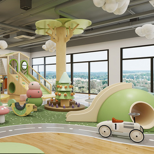 Aire de jeux intérieure personnalisée de style naturel, équipement de jeux doux pour enfants pour café-jeux - Product Image 1