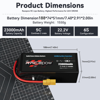 Batterie Li-po à État Solide Racepow 350wh/kg 23000mAh 23Ah 22.2V 44.4V 6S 12S pour Drones à Voilure Fixe/Poids Lourd/Moniteur/Multi-rotor