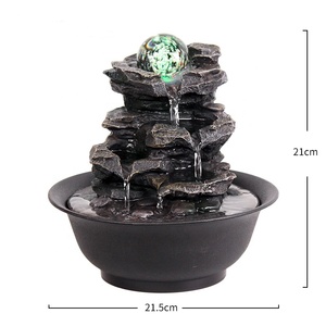 <span class=keywords><strong>Fontaine</strong></span> d'eau rotative Feng Shui pour bureau, décoration de bureau, cascade de pierres, résine, <span class=keywords><strong>fontaine</strong></span> d'eau de table pour la maison et le bureau, directement de l'usine - Product Image 1