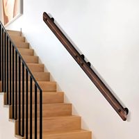 Main courante d'escalier en bois de pin Ikodm 150 cm, intérieur, brun, montage latéral, comprend des supports muraux et du matériel de montage