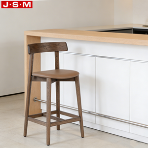 Sedia da Bar Moderna e Semplice con Telaio in Legno di Frassino e Seduta Imbottita, Marrone, per Casa, <span class=keywords><strong>Cucina</strong></span> e Uso Commerciale - Product Image 1