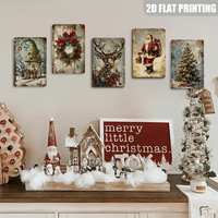 Ensemble de panneaux métalliques de Noël, décoration murale rétro pour les fêtes d'hiver