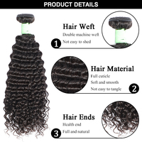 Tissage en lot brésilien 100% naturel Remy — ali queen, Extensions de cheveux humains, Deep Wave, offre de 3 ou 4 lots, 10-30 pouces