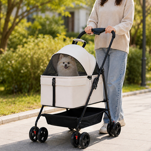 Poussette pour animaux de compagnie en métal légère, pliable et détachable, grand espace, pour s'asseoir, s'allonger et se reposer, convient à deux petits chiens ou un <span class=keywords><strong>chien</strong></span> de taille moyenne - Product Image 1