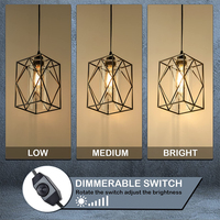 Lámpara Colgante con Interruptor para Colgante Cuadrado, Estilo Rústico, Luz Blanca Cálida para Isla de Cocina, Vestíbulo, Candelabro Central