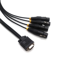 Câble de connexion audio-vidéo HD15PIN DB9 mâle vers 4 XLR femelle, blindé PVC, conducteur en cuivre nu, personnalisé, industriel, un-vers-quatre