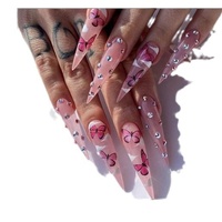 Ongles artificiels en plastique O2 Long Design, amovibles, à presser, pour manucure des doigts