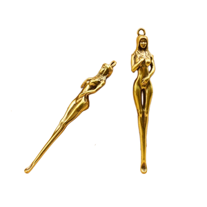 Groothandel Massief Messing Materiaal Godin Oor Lepel Retro Handwerk Sleutelhanger - Product Image 1