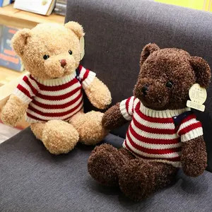 Panas Kustom Bermerek 30CM Hadiah Valentine Kecil Lembut Lucu T-shirt Sweater Coklat Boneka Beruang Teddy Mainan Mewah