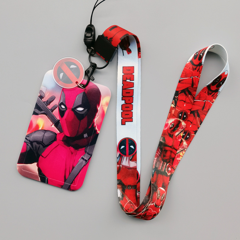 Accessories Anime Lovely Cartoon Dead Pool Card Holder Marvel Design Custom Plastic Card Case Anti-Lost Lanyards ID Card Cover Image 2