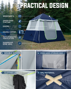 5㎡ Large Size Outdoor Inflatable Air Tent Waterproof <b>Canvas</b> for Camping and Beach Activities Convenient <b>Backpacking</b> Gear PFIT05S - Product Image 2