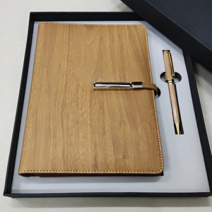 <strong>Manufacturers</strong> Wholesale Wood Grain Gift <strong>Box</strong> Notebook + <strong>Pen</strong> 2 in 1 Set Custom LOGO - Product Image 2