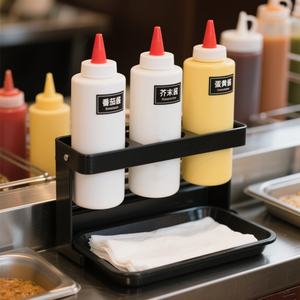 ขวดบีบพลาสติกทรงกระบอก PE ขนาด 250 มล. 8 ออนซ์ แบบเติมได้ สำหรับใช้ในครัวเรือน ใส่ซอส ซอสมะเขือเทศ น้ำมัน พร้อมฝาเกลียว - Product Image 5