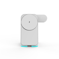 Chargeur sans fil magnétique pliable et rotatif 3-en-1 15W avec panneau miroir et lumière RGB pour téléphone portable, montre, écouteurs, bureau et voyage
