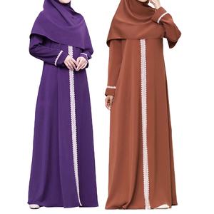 Dama musulmana manga larga Abaya vestido Glores estilo bloques al por mayor Abaya Femmes Robe Musulmane - Product Image 1