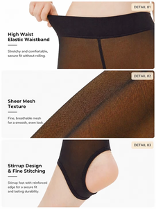 Translucent Fleece Lined <strong>Tights</strong> 160g-300g <strong>Winter</strong> Warm Thermal Stockings | High Waist Shaping Seamless Sheer Leggings for Women - Product Image 2
