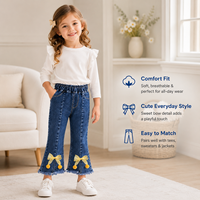 Jeans pour filles 2026 Nouvelle collection Printemps-Automne Vêtements pour enfants Pantalon long élastique pour bébé fille Pantalon évasé à nœud pour enfants