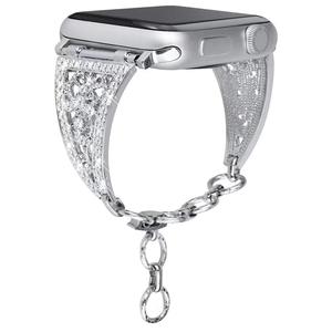 Pulsera de diamante brillante de lujo para mujer, para <span class=keywords><strong>Apple</strong></span> <span class=keywords><strong>Watch</strong></span> Series 6 <span class=keywords><strong>SE</strong></span> 5 4 3, correa de Metal para iWatch 40mm 44mm 38mm 42mm - Product Image 6