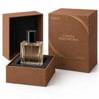 Boîte à parfum rigide verticale en papier spécial gaufré textile brun gingembre avec logo personnalisé, insert en mousse surélevé, 10x10x14cm