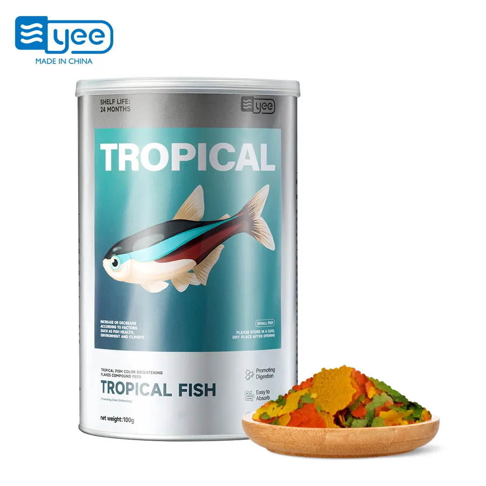 Yee Fábrica de Flocos Ornamentais para Aquários Tropical Alimentos para Peixes de Aquário Coloridos por atacado