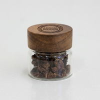 Pot en verre borosilicate transparent à large ouverture avec couvercle en bois d'acacia personnalisé, couvercle fileté en noyer fait main, pot en verre de 3 oz (90 ml) avec couvercle en bois