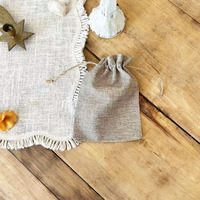 Sac en tissu de lin personnalisé avec cordon de serrage, pochette anti-poussière, petit sac à bijoux imprimé avec logo, sac de shopping en coton avec cordon de serrage