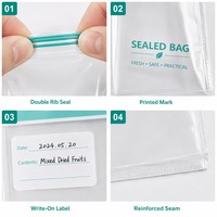 Sacs de conservation alimentaire OEM personnalisés avec logo, double nervure, scellage par pression, en PE de qualité alimentaire, étanches, lavables, réutilisables, pour congélateur, 3 tailles