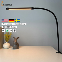 Lampe de bureau LED avec pince, protection oculaire, lumière de lecture, col de cygne, intensité réglable, lampe à clip pour bureau, étude, chambre