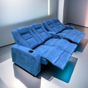 Pareja Media Room Suede Fabric Loveseat Asientos 4 plazas Muebles de teatro Hogar Villa VIP Cine Película Sofá Reclinable eléctrico - Product Image 5