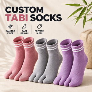 Calzini Tabi in Fibra di Bambù Personalizzati, Calzini a Dita Divise <span class=keywords><strong>Senza</strong></span> <span class=keywords><strong>Cuciture</strong></span> a Righe, Calzini Giapponesi per Flip Flop con Etichetta Privata per Donne - Product Image 1