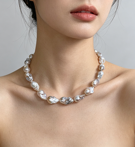 Collar de Perlas Blancas Barrocas Mabe de Grado AAAA de 12-16 mm, 18 Pulgadas, Anudado a Mano, Cierre de Plata de Ley 925, Joyería Fina Vintage para Mujer - Product Image 4
