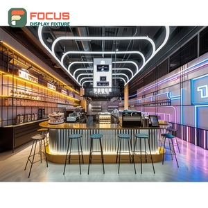 Compact Cafe Service Counter Matte Black Finish Syrup Bottle Display Area Storefront Service Counter - Product Image 2