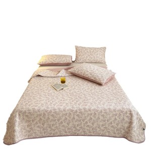Juego de edredón de cama de doble cara de tres piezas moderno para todas las estaciones, algodón con estampado de plantas, forro de algodón amigable con el otoño - Product Image 4