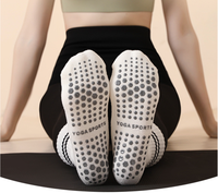 Kaos Kaki Yoga Anti-Selip dengan Logo Custom, untuk Pria Wanita, Bahan Katun, Panjang Setengah Betis, Cocok untuk Pilates, Barre, Studio, Olahraga, Rumah, Gym, Fitness