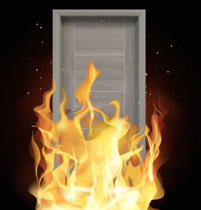 UL label fire proof door internal wooden fire rated door Swing hinged wooden fire door set