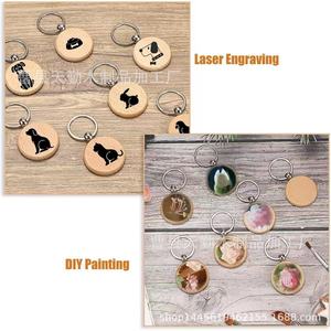 Porte-clés en bois, rond, publicitaire, gravure DIY, petit cadeau, décoration de sac, pendentif pour clés, bois massif. - Product Image 3