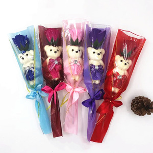 AYOYO nuevo superventas regalo del Día de <span class=keywords><strong>la</strong></span> madre solo Mini oso de peluche ramo <span class=keywords><strong>Rosa</strong></span> jabón flores - Product Image 1
