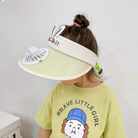 Leuke Kinderen Zonnehoed Met Siliconen Konijn Oor Patch Koelventilator Op Top Vizier Caps Hoeden Oplaadbare Ontwerp Voor Kid