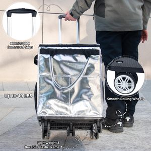 Carrito de Compras Plegable de Plástico y Metal, Resistente al Agua, Reutilizable, con Ruedas, Tipo Bolsa de Supermercado, Venta al Por Mayor - Product Image 4