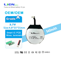 Batterie ronde au lithium Li-polymère certifiée CB 3,8 V 545 mAh Li-polymère 483535 3,8 V 545 mAh Lipo bouton ronde